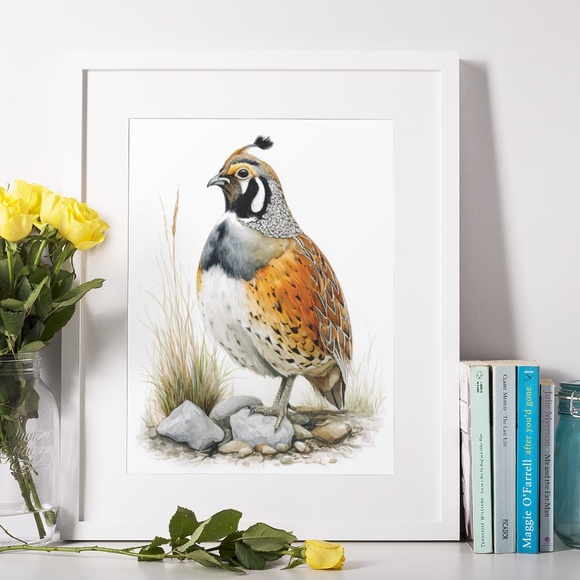 Watercolor Quail Wall Art Print, Unframed - Vibrant Nature-Inspired Home Decor - Picture 6 of 6